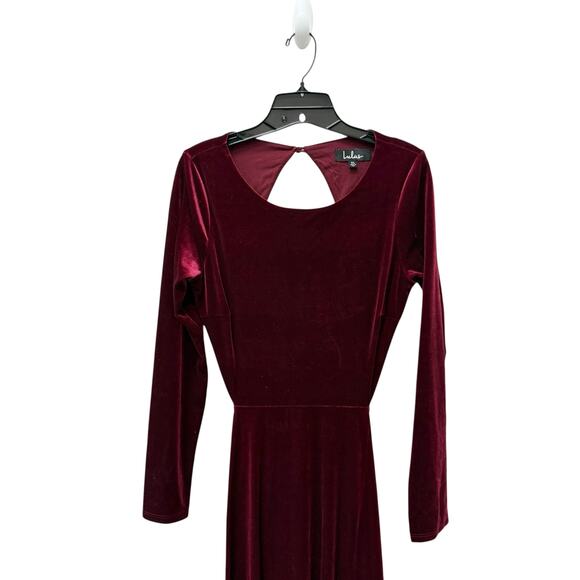 Lulus Crushed Velvet‎ Burgundy Backless Maxi Dress Women’s Size XL - Picture 7 of 11
